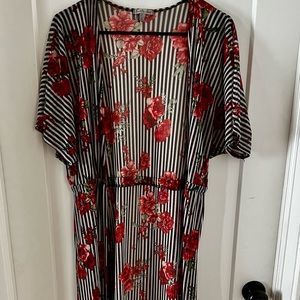 Striped and floral kimono